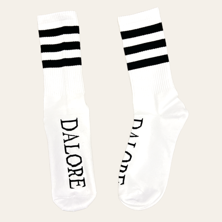 White & Black Classic Dalore Striped Crew Socks