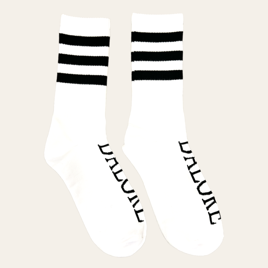 White & Black Classic Dalore Striped Crew Socks