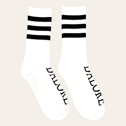White & Black Classic Dalore Striped Crew Socks