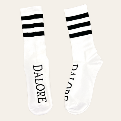 White & Black Classic Dalore Striped Crew Socks